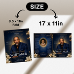Blue & Gold Funeral Program Canva Template |8 Page Memorial Booklet