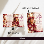 Red Roses Funeral Program Template, Memorial Obituary (Canva Template)