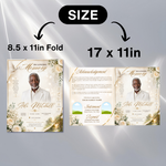 white & Gold Funeral Program Template: 8-Page Memorial (Canva, Digital Download)
