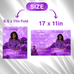 Purple Roses Funeral Program Template: Celebration of Life (Canva, 8 Pages, Digital Download)