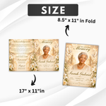 Cream & Beige Floral Funeral Program Template, 8-Page Memorial (Canva, PDF)