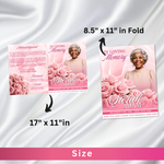 Pink Roses Funeral Program Template: 8-Page Memorial, Celebration of Life (Canva Template, PDF Download)