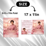 Pink Flower Funeral Program Template: 8-Page Memorial (Canva PDF)