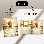 Flower Funeral Program Canva Template | 8 Page Memorial Booklet