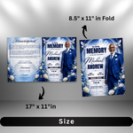 Blue Funeral Program Template, 8-Page Memorial (Canva, PDF)
