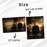 Black & Gold Floral Funeral Program Template, 8-Page Memorial (Canva, PDF)
