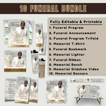 White & Green Roses Funeral Bundle (Canva PDF)