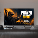 Prayer Night church slide on a TV