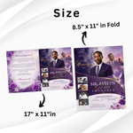 Purple Floral Funeral Program Template, 8-Page Memorial (Canva, PDF)