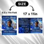Blue Floral Funeral Program Template, 8-Page Memorial (Canva, PDF)