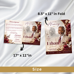 Red & White Roses Funeral Program Template: 8-Page Memorial (Canva PDF Download)