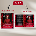 Red Roses Funeral Program Template: Celebration of Life (Canva, 8 Pages, Digital Download)