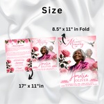 Pink Rose Floral Funeral Program Template, 8-Page Memorial (Canva, PDF)