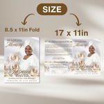 White Gold Funeral Program Template: 8-Page Memorial Program