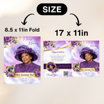 Purple Roses Funeral Program Template: 8-Page Memorial (Canva PDF)