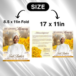 Yellow & Brown Roses Funeral Program Template: 8-Page Memorial (Canva PDF)