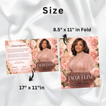 Soft Pink Rose Floral Funeral Program Template, 8-Page Memorial (Canva, PDF)