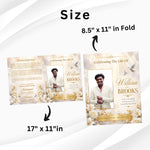 White Roses Funeral Program Template, Memorial Obituary (Canva Template)