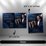 Blue Funeral Program Canva Template | 8 Page Memorial Booklet (Canva, PDF)