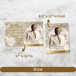 Roses Funeral Program Template: Brown & White Obituary, Celebration of Life (Canva Template, PDF Download)