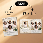 White & Gold Elegant Funeral Program Canva Template | White Rose Green Gold Theme | 8 Page Memorial Booklet