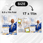Blue & Gold Funeral Program Template: 8-Page Memorial (Canva PDF)