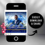 Blue Rose Funeral Announcement Flyer: Celebration of Life (Canva Template, Digital Download)