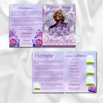 Purple Floral Funeral Program Template, 8-Page Memorial (Canva, PDF)