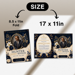 Blue & Gold Funeral Program Canva Template |8 Page Memorial Booklet