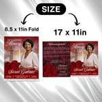Red Roses Funeral Program Template: 8-Page Memorial (Canva, Digital Download)