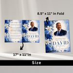 Blue & White Funeral Program Template: 8-Page Memorial (Canva PDF)
