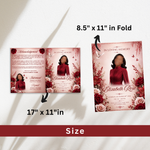 White & Red Roses Funeral Program Template, Memorial Obituary (Canva Template)