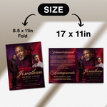 Red & Purple Funeral Program Canva Template | Red and Purple Theme | 8 Page Memorial Booklet