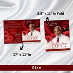 Red Funeral Program Canva Template | Red Theme | 8 Page Memorial Booklet