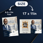 Elegant Funeral Program Canva Template | Blue & Gold Theme | 8 Page Memorial Booklet