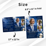 Blue Funeral Program Template, 8-Page Memorial (Canva, PDF)