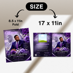 Purple Funeral Program Template: 8-Page Memorial (Canva PDF)