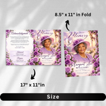 Purple Roses Funeral Program Template: 8-Page Memorial (Canva, PDF Download)
