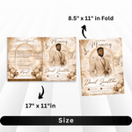 Cream & Beige Roses Arch funeral program – fits 8.5 x 11 in folded, 17 x 11 in open