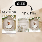 White Roses Funeral Program Template: 8-Page Memorial (Canva PDF)