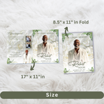White & Green Funeral Program Template: Roses Design, Celebration of Life (Canva, PDF Download)