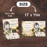 White & Green Funeral Program Canva Template | 8 Page Memorial Booklet
