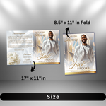White & Gold Funeral Program Template: 8-Page Memorial (Canva, PDF)