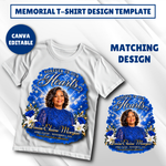Blue and Gold Funeral Program Template: 8-Page Memorial (Canva PDF)