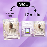 White & Purple Roses Funeral Program Template, Memorial Obituary (Canva Template)