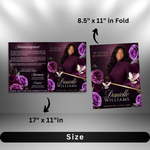 Purple Roses Funeral Program Template: 8-Page Memorial (Canva PDF)