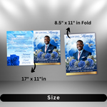 Blue Funeral Program Template: 8-Page Memorial, Celebration of Life (Canva, PDF Download)