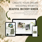 Green & White Floral Wedding Website Template with RSVP: Editable Canva Design (Digital Download)