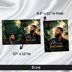 Green & Gold Funeral Program Template: 8-Page Memorial (Canva PDF)