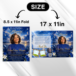Blue and Gold Funeral Program Template: 8-Page Memorial (Canva PDF)